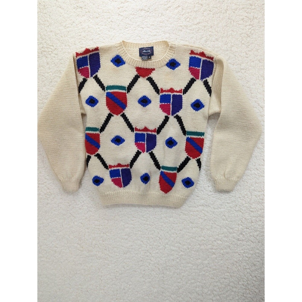 Vintage Grandpa Sweater Allen Lolly  Knitted 100% Wool Size Small